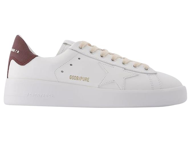 Golden Goose Deluxe Brand Pure Star Sneakers in White and Burgundy Leather  ref.592052